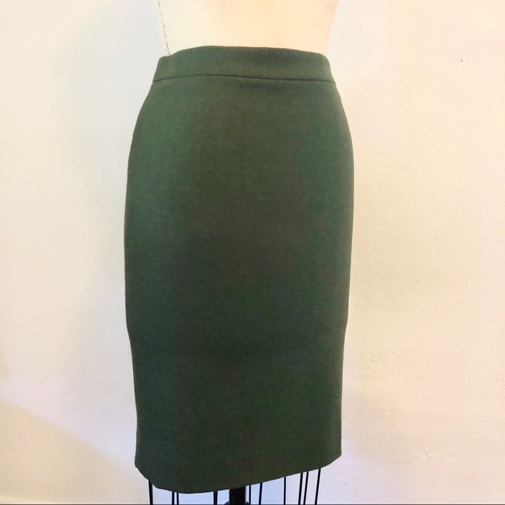 J.Crew No 2 Pencil Skirt Double Serge Wool Forest